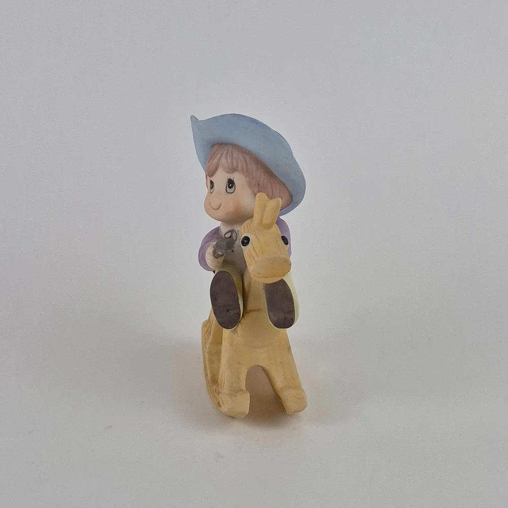HOMCO Cowboy Boy on Rocking Horse Figurine 1417 Crossed Arrows Symbol